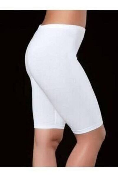 KOTA Women's White Combed Cotton Elastane Plain Patternless High Waist Knee Length Short Tights Victroy4018