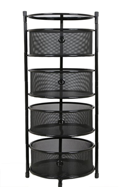 TRENDESK 4 Katlı Siyah Metal Patates Soğan Sebze ,meyve Sepeti Sebzelik