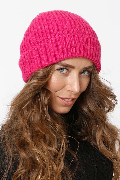Vemod Mohair Folded Washed Knitwear Knitted Beret - Fuchsia