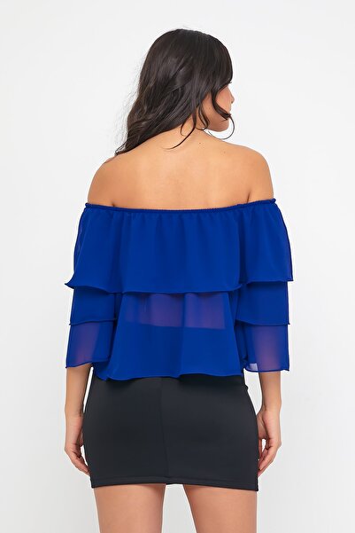 ADASTYLE Μπλε μπλούζα Madonna με γιακά