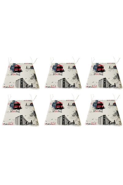 Vip Home Concept Market Ürünleri Chair Cushion Eco 6 Pieces Laced Garden Cushion