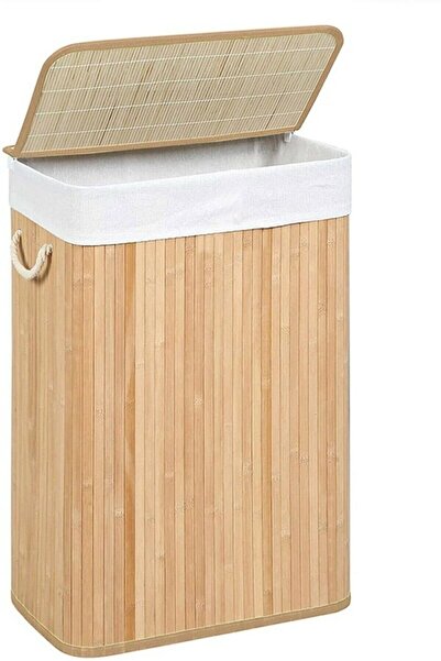 Cherry Collection El Yapımı Bambu Katlanabilir Kirli Çamaşır Sepeti