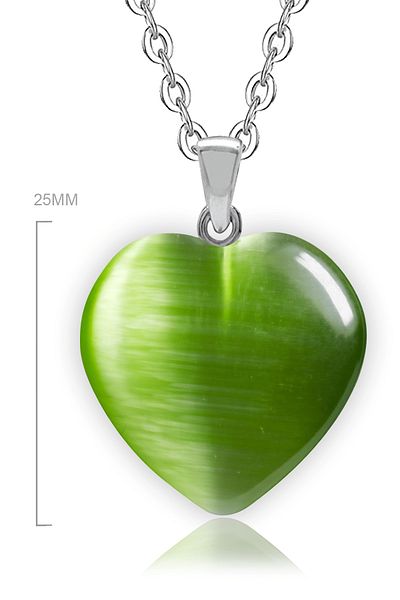 Tesbih Atölyesi Certified Heart Model Real Green Agate Stone Necklace