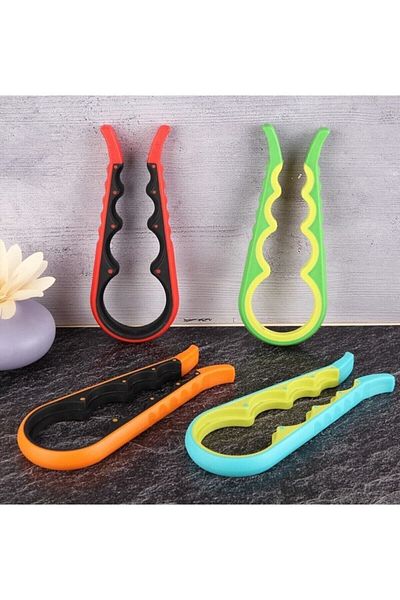 Kaşbaşı Home فتاحة غطاء جرة عملية / 4 عقدة 8 مراحل فتاحة غطاء زجاجة سيليكون مضادة للانزلاق 4 أحجام