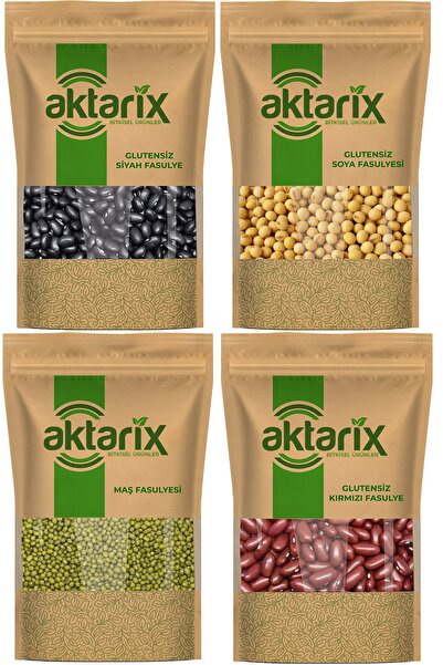 aktarix Glutensiz 4'lü Fasulye Seti 500 Gr Kırmızı + 500 Gr Maş + 500 Gr Soya...