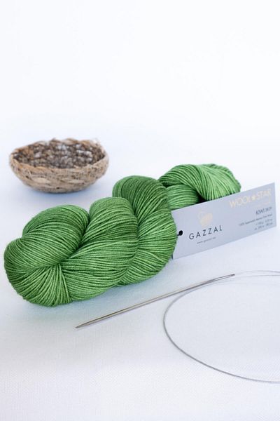 Gazzal Wool Star 100% Super Wash Merino Wool Χειροποίητο Νήμα Πλεξίματος Taka Yarn (3829-κ.πράσινο)