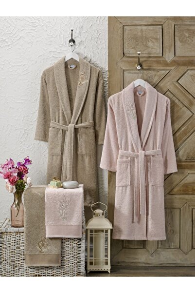 Valezium Двоен памучен бродиран хавлиен комплект от 4 части