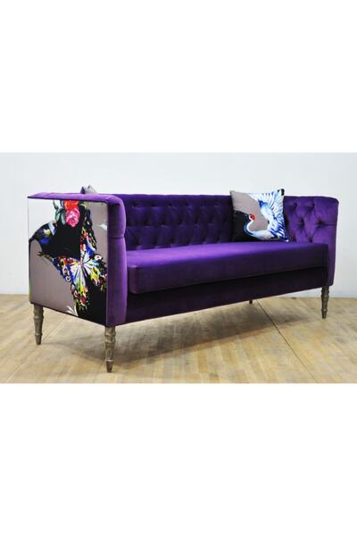 Name Design Studio Loveseat 3'lü Kanepe - Mor Hayal