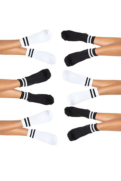 Hepsine Rakip 6 Πακέτο γυναικείες Unisex ριγέ κοντές κάλτσες Βαμβακερές οικονομικές αθλήματα τένις