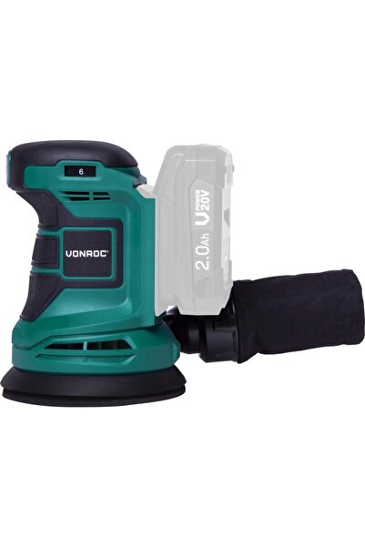 VONROC Eksantrik Zımpara – Vpower 20v - Aküsüz - Ø125mm - Toz Torbası Ve 12 Adet Zımpara Kağıdı Ile