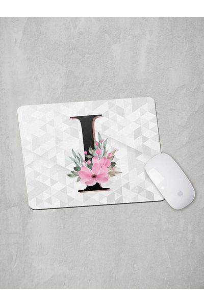 Panorama Ajans Literele I Inițiale Roz Floral Mouse Pad