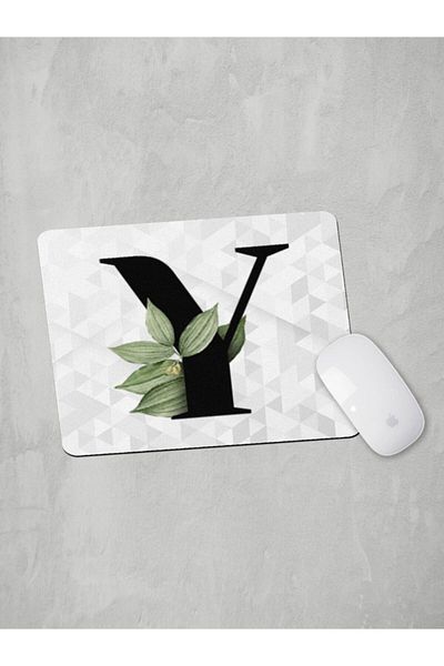 Panorama Ajans Letter Y Green Leafed Mouse Pad