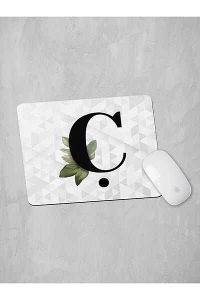 Panorama Ajans Letter C Green Leafed Mouse Pad