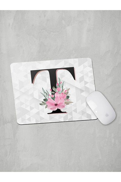 Panorama Ajans Literele T Literele inițiale Roz Floral Mouse Pad