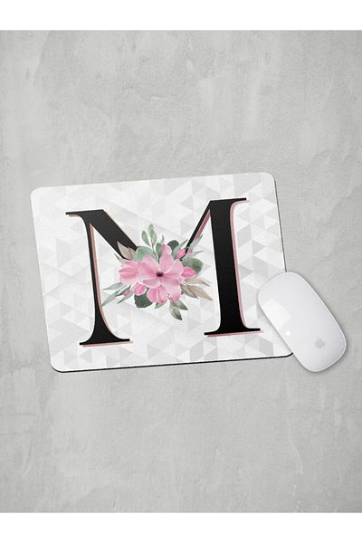 Panorama Ajans Literele M Literele inițiale Roz Floral Mouse Pad