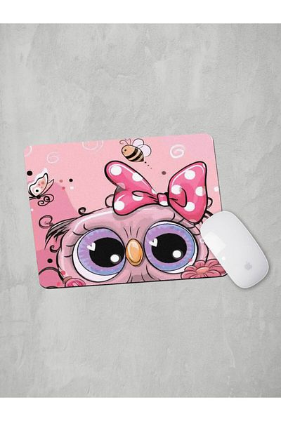 Panorama Ajans Sweet Pink Owl Owl Ribbon Mouse Pad
