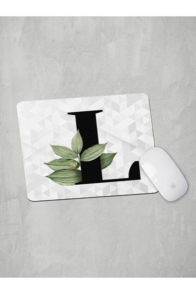Panorama Ajans Letter L Green Leaf Mouse Pad