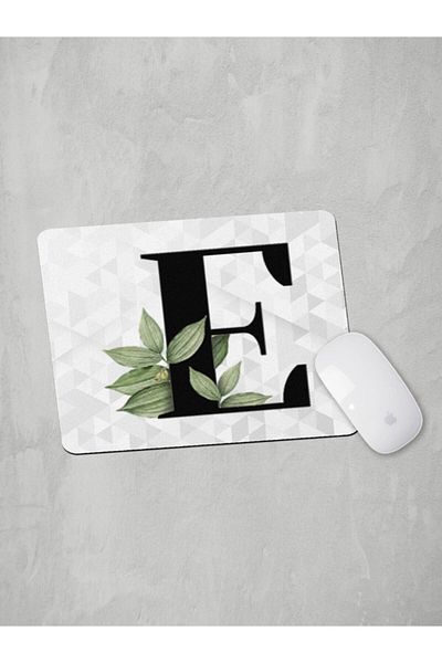 Panorama Ajans Letter E Green Leaf Mouse Pad