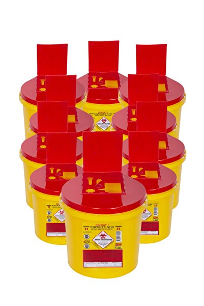 Ayrobi 10 Adet 1,2 lt Mini Kesici Ve Delici Tıbbi Enfekte Atık Kutusu