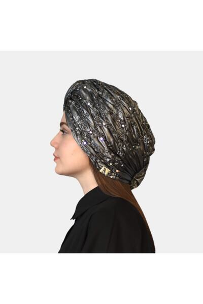 Bitter Colors Kadın Squin Silver Pul-payet Kumaş El Yapımı Şık Tesettür Bone