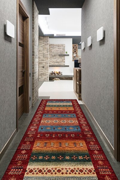 Naar Halı Afgan Orjin 18034 Renkli El Dokuma Otantik Dokuma Taban Yolluk Halı