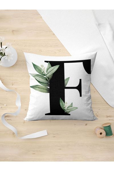 Panorama Ajans Letter F Green Leaf Pillow Case