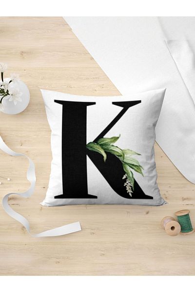 Panorama Ajans Letter K Green Leaf Pillow Case