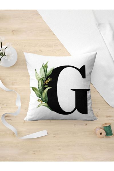 Panorama Ajans Letter G Green Leaf Pillow Case
