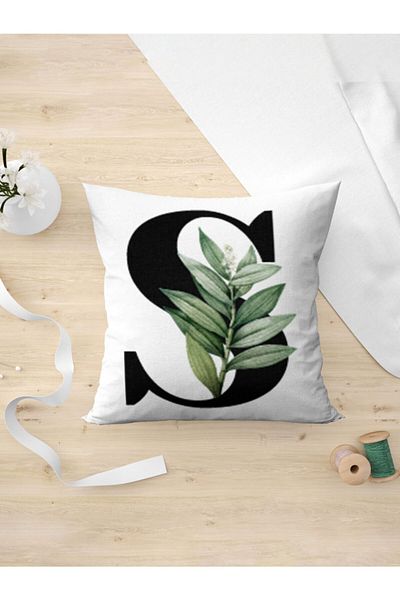 Panorama Ajans Letter S Green Leaf Pillow Case