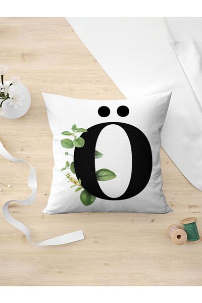 Panorama Ajans Letter O Green Leaf Pillow Case