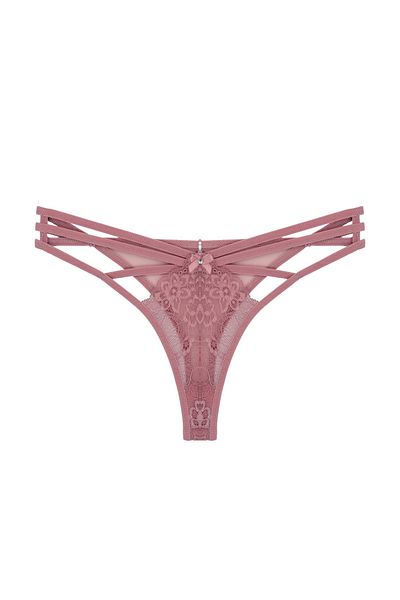 Zena 2-Piece Fancy Women's Thong Panties with Lace Front and Tulle Rope Detail on the Back