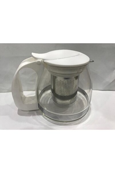 YAKUT إبريق شاي زجاجي مع مصفاة 700 مل لون أبيض