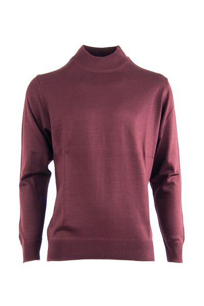 Oppland Men's Long Sleeve Half Turtleneck Classic Model Comfortable Cut Full Pattern Wool Woven Sweater