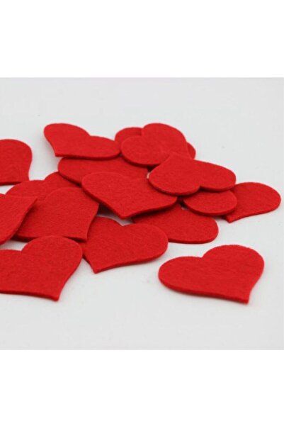 AKTEZ-EL Kırmızı Kalp Keçe 100 Adet 3 5 cm
