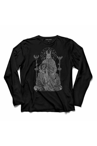 Kendim Seçtim Tricou cu mânecă lungă Satanic - Ello Satanic, model cu craniu artefact