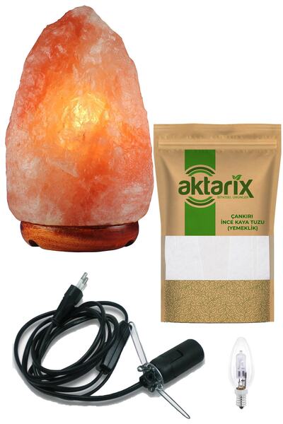 aktarix 1-2 Kg Himalaya Tuz Lambası + 1 Kg Yemeklik Çankırı Kaya Tuzu