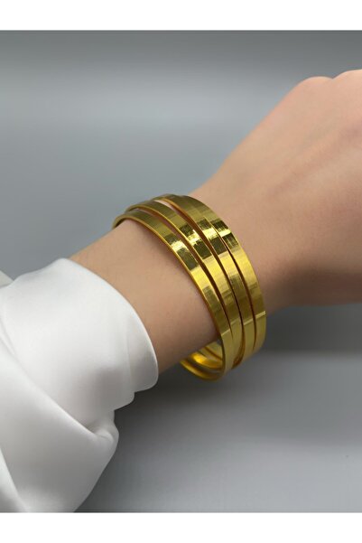 GOLDTAG 22 Ayar Altın Kaplama 4'lü Ajda Bilezik