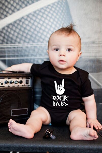 venüsdijital Rock Baby Black Baby Zıbın Body