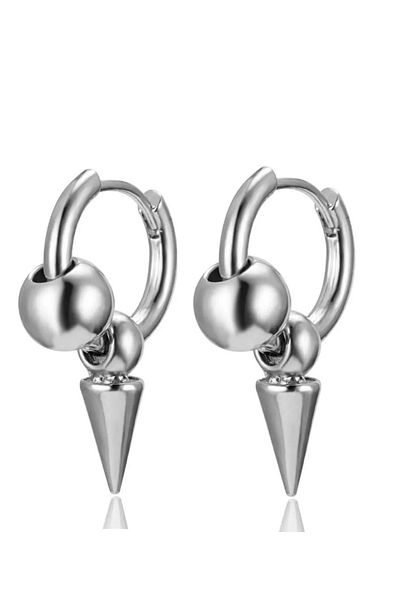 Jaida Moda Unisex Surgical Steel Silver Color Hoop Earrings 2 Pieces