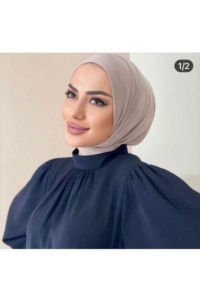 Nilbutik حجاب نسائي أسود بياقة رقبة سريعة، موديل بونيه، وشاح، شال