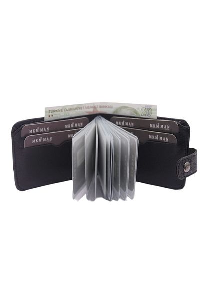 MKM MAN Leather Look Inside Transparent Card Holder Wallet & Card Holder Side Model