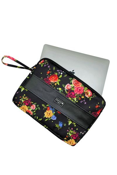 Differ Studio 13-14'' Inch Flower Patterned Black Waterproof Laptop/Macbook/notebook Case/bag