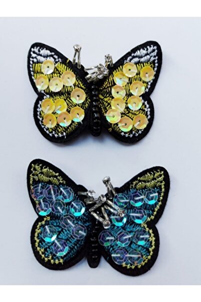 Sheen Dmr Ütü Ile Yapışan Payetli Boncuklu Nakış Işlemeli Kelebek Arma Yama P...