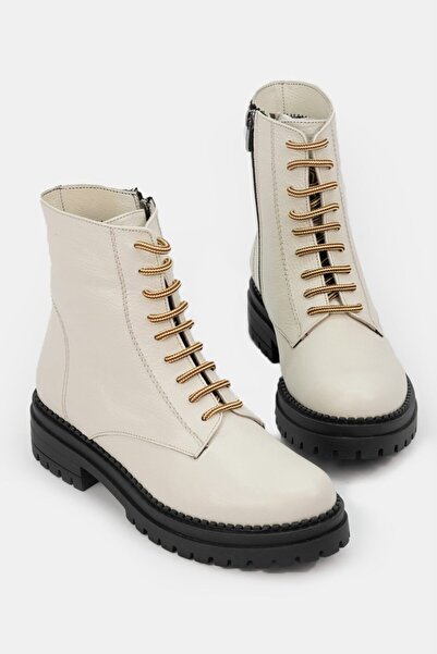 TUNAELLİ Kadın Bej Hakiki Deri 36-41 Numara Bot & Bootie