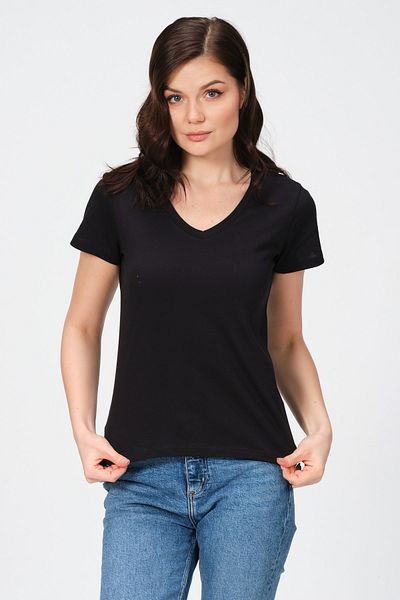 PUNKY CAT Μαύρο T-shirt με λαιμόκοψη V Basic 100% βαμβάκι
