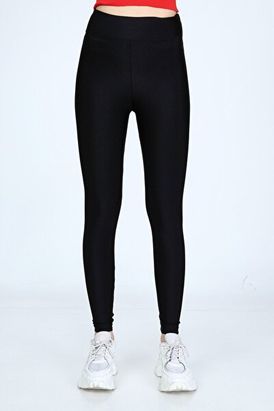 1Moda1Tarz Gianella Black Long Belted Slimming Shiny Tights - St.milano Espresso