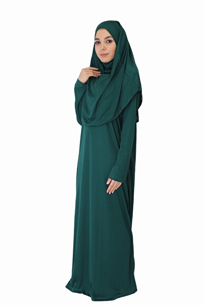 ZEHRANAZ NAMAZ ELBİSESİ Σκούρο πράσινο φόρεμα προσευχής χωρίς φερμουάρ