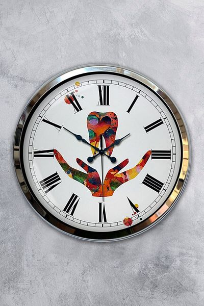 Kasva Concept Gift 40 cm Chrome Metal Tooth Wall Clock