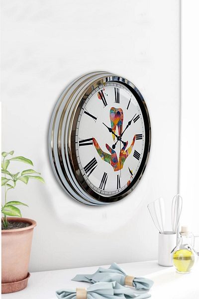 Kasva Concept Gift 40 cm Chrome Metal Tooth Wall Clock