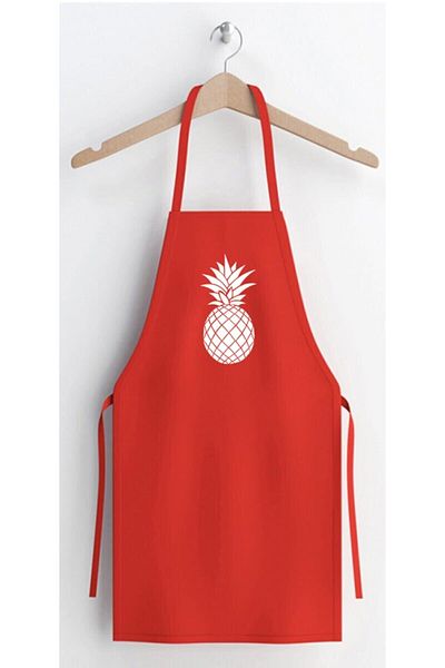 enmalife Red Pineapple Patterned Kitchen Apron